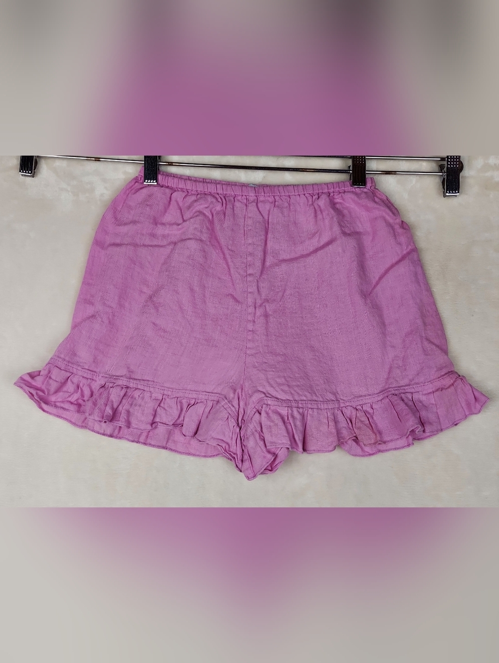 Sleeper Linen Lounge Suit Button Front Shirt & Shorts Pajama Set XS Lavender - Picture 10 of 16